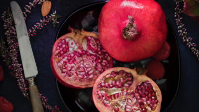 Pomegranate cut in half